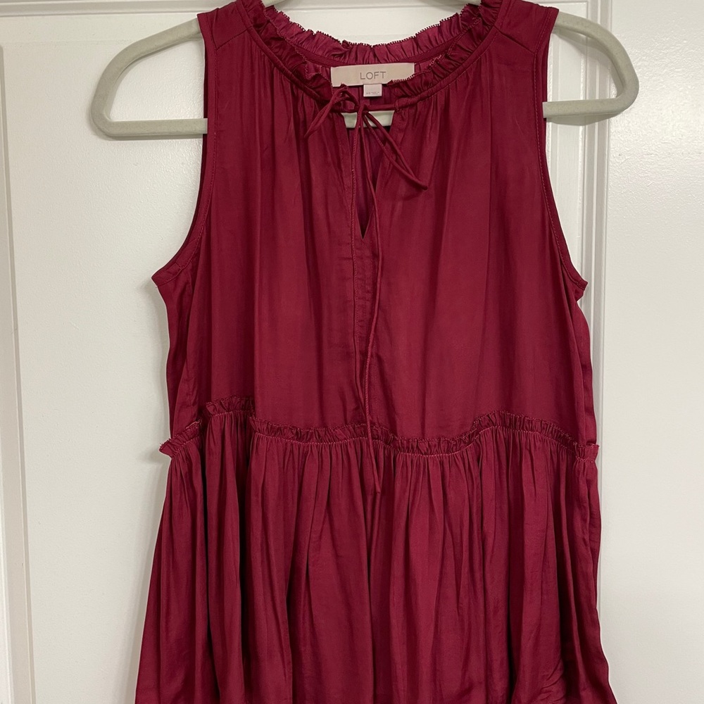 LOFT Deep Red Peplum Tank Top